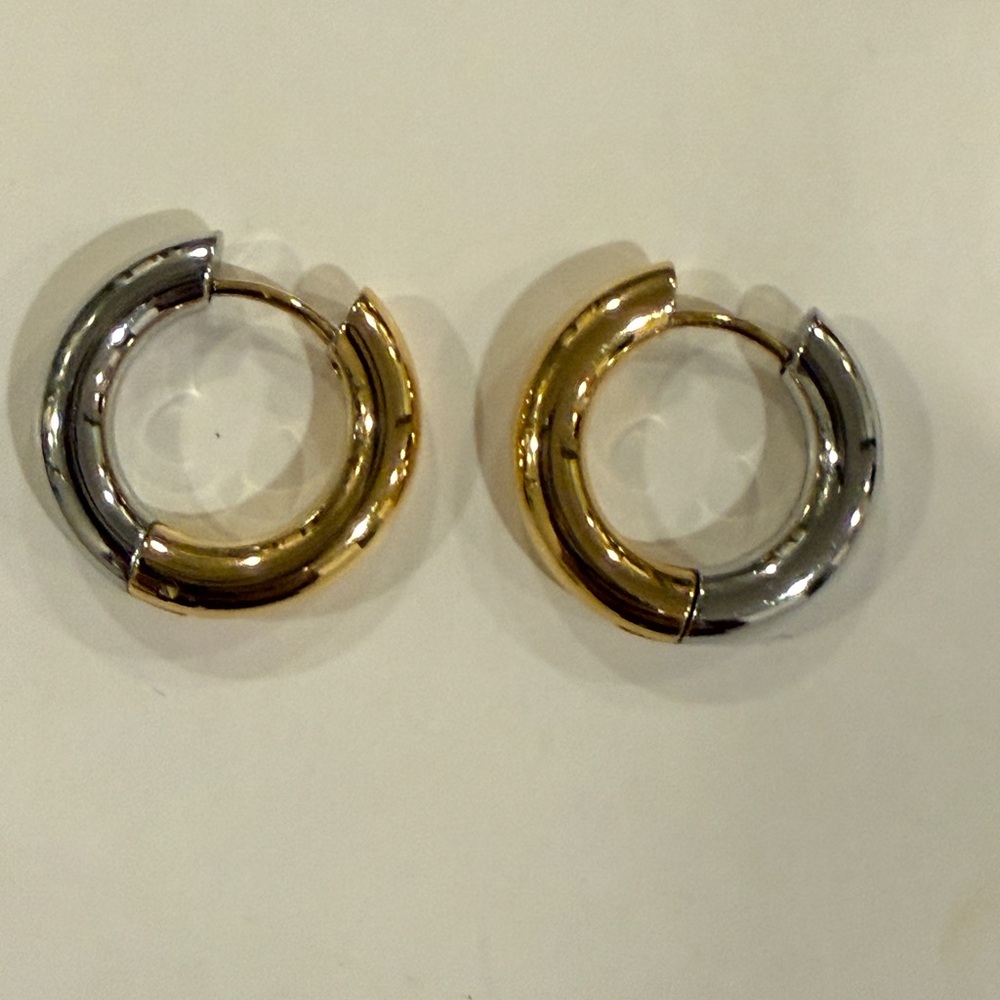 Uncommon James Mixed Huggies Gold and Silver Hoop Earrings